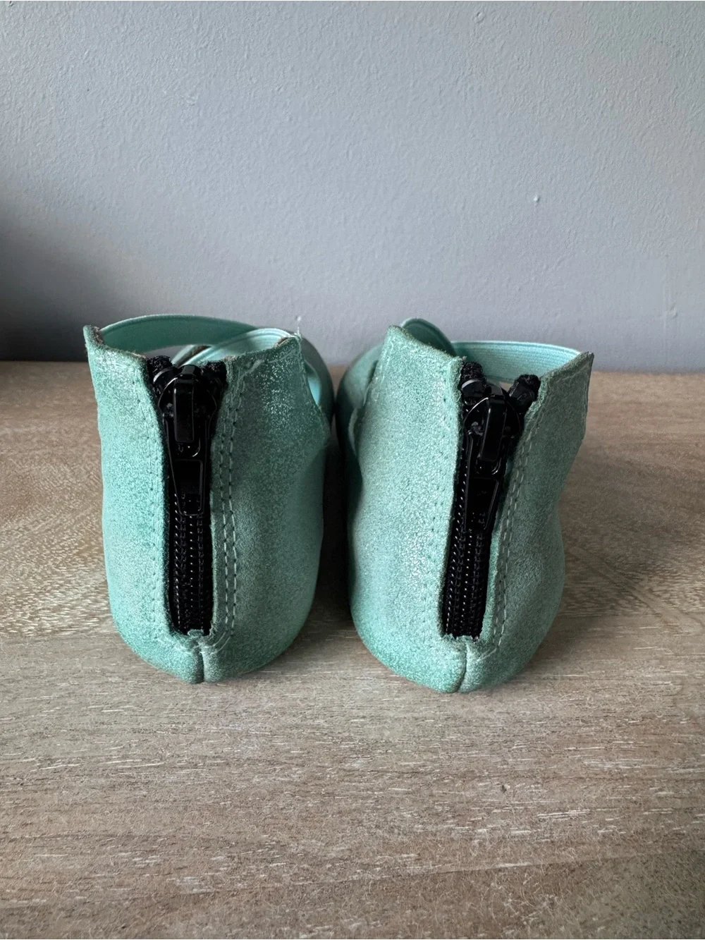 Monkey Feet Mint Green Glitter Ballet Flats with Elastic Cross Straps